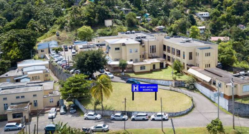 Northeast Regional Health Authority in Jamaica. Port Antonio Hospital aerial view.