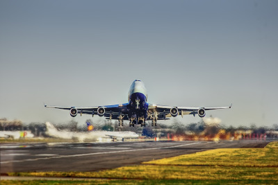 St. Lucia Air and Sea Ports Authority (SLASPA), airplane taking off.