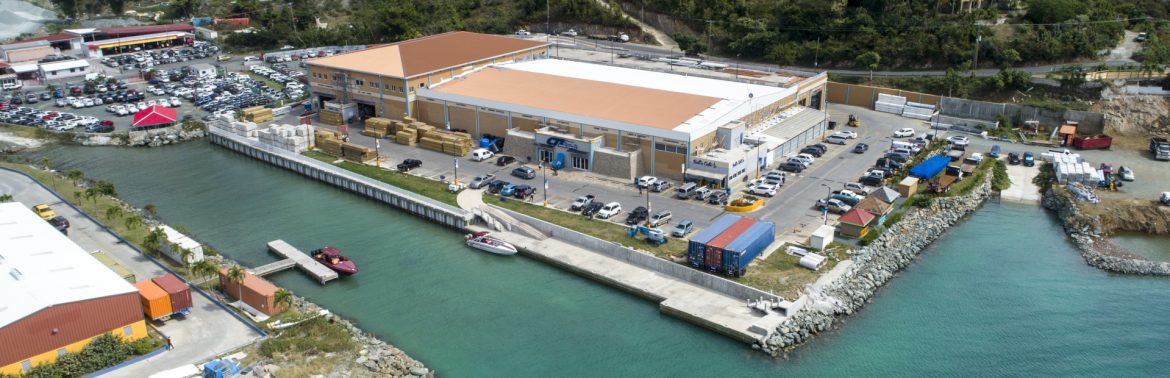 Clarence Thomas Ltd. Home Center / CTL Home Center aerial view of their British Virgin Islands store.
